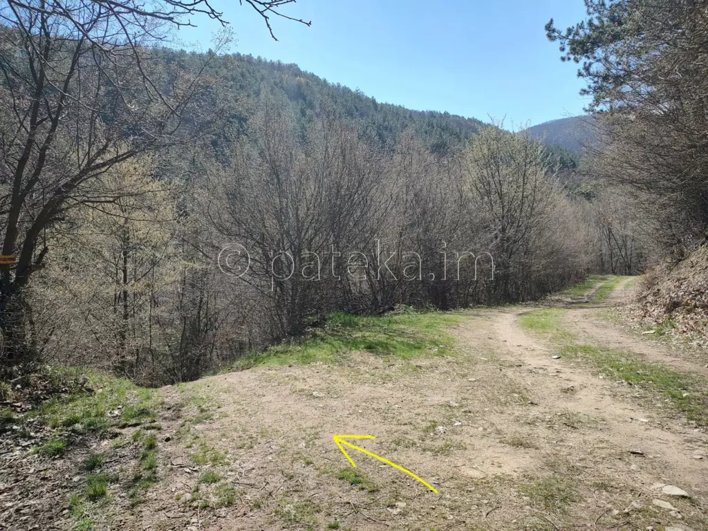 Разклонът за водопад Св. Богородица Новаково