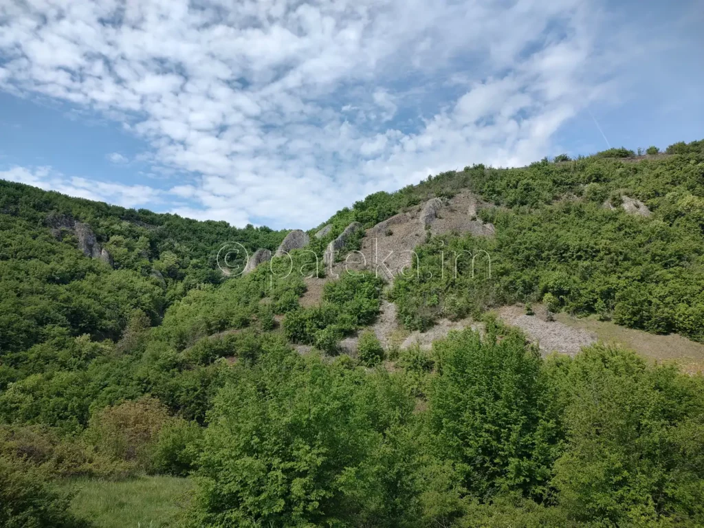 Гледка от пътеката към водопад Скока край Реселец
