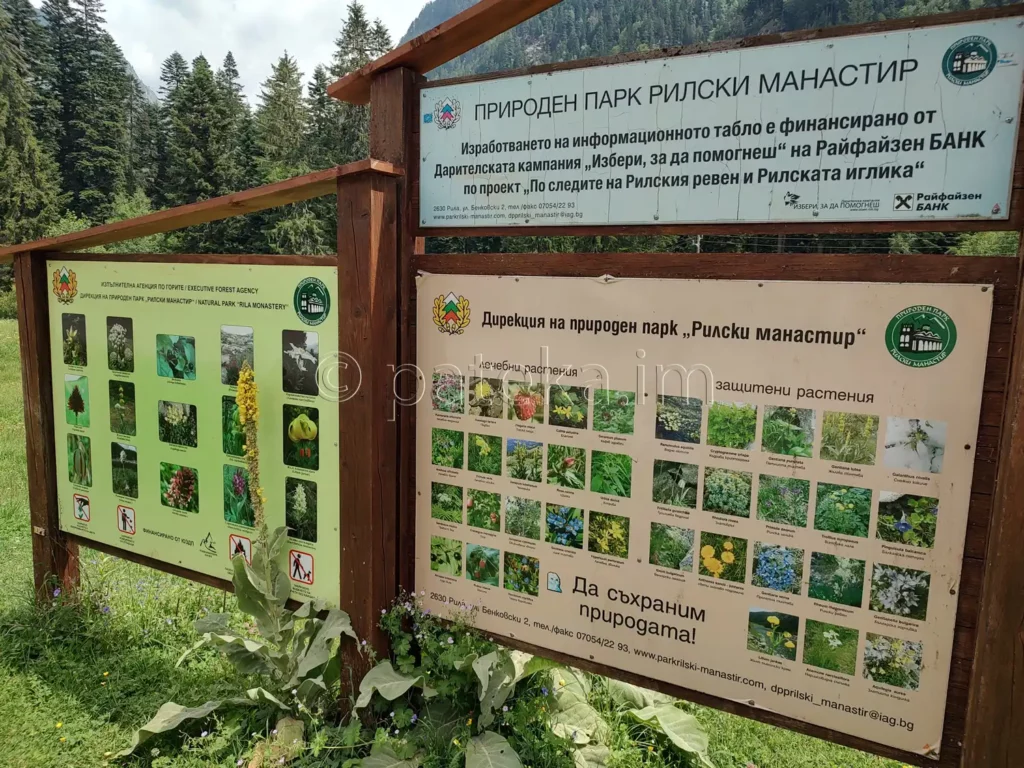 Информационни табелки на Кирилова поляна в Рила