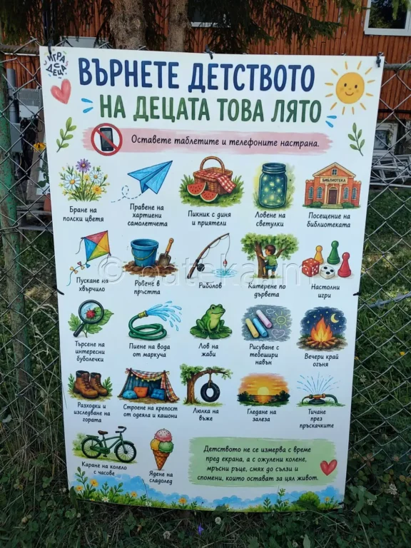 Табелка Върнете детството на децата това лято